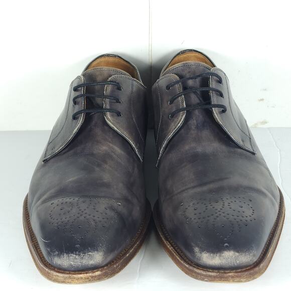 Magnanni Men's Gerard US9M Gray Leather Medallion Toe Oxfords Derby Shoes - Picture 4 of 16